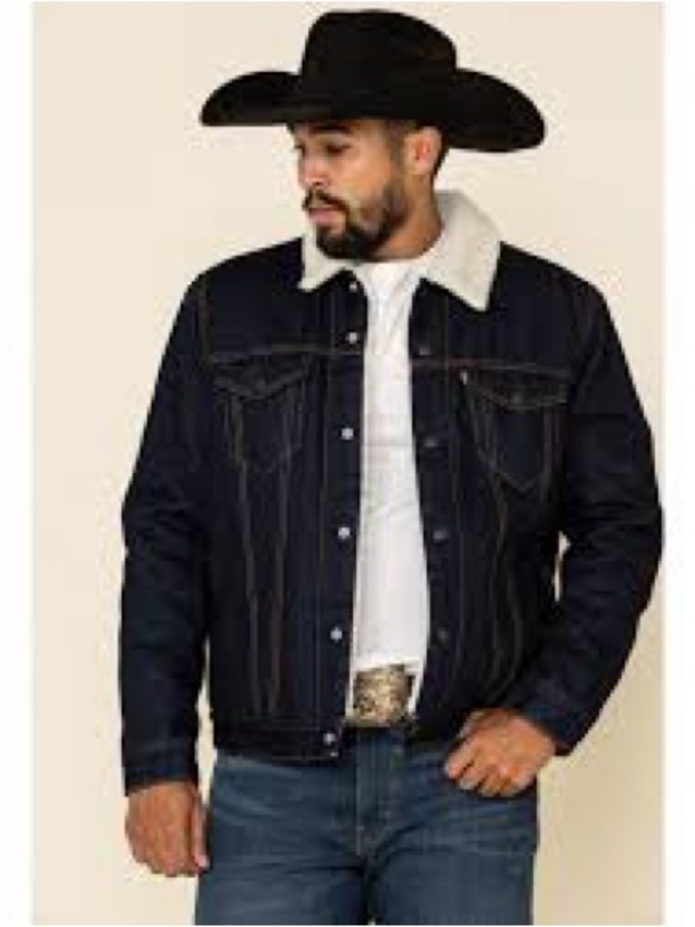 NWT Levi's Men's Sherpa Trucker Jacket XL 100% Cotton Dark Wash
